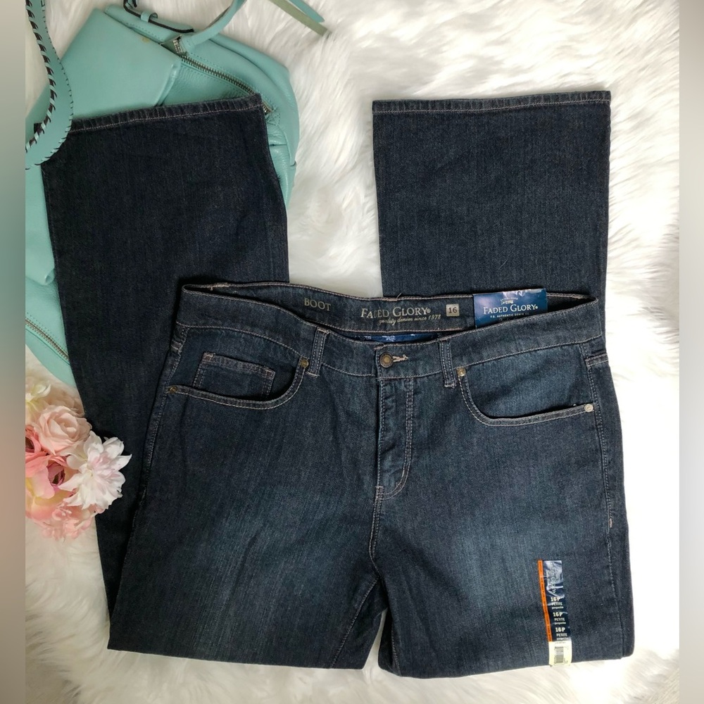 NWT Vintage Faded Glory Bootcut Jeans Size 16